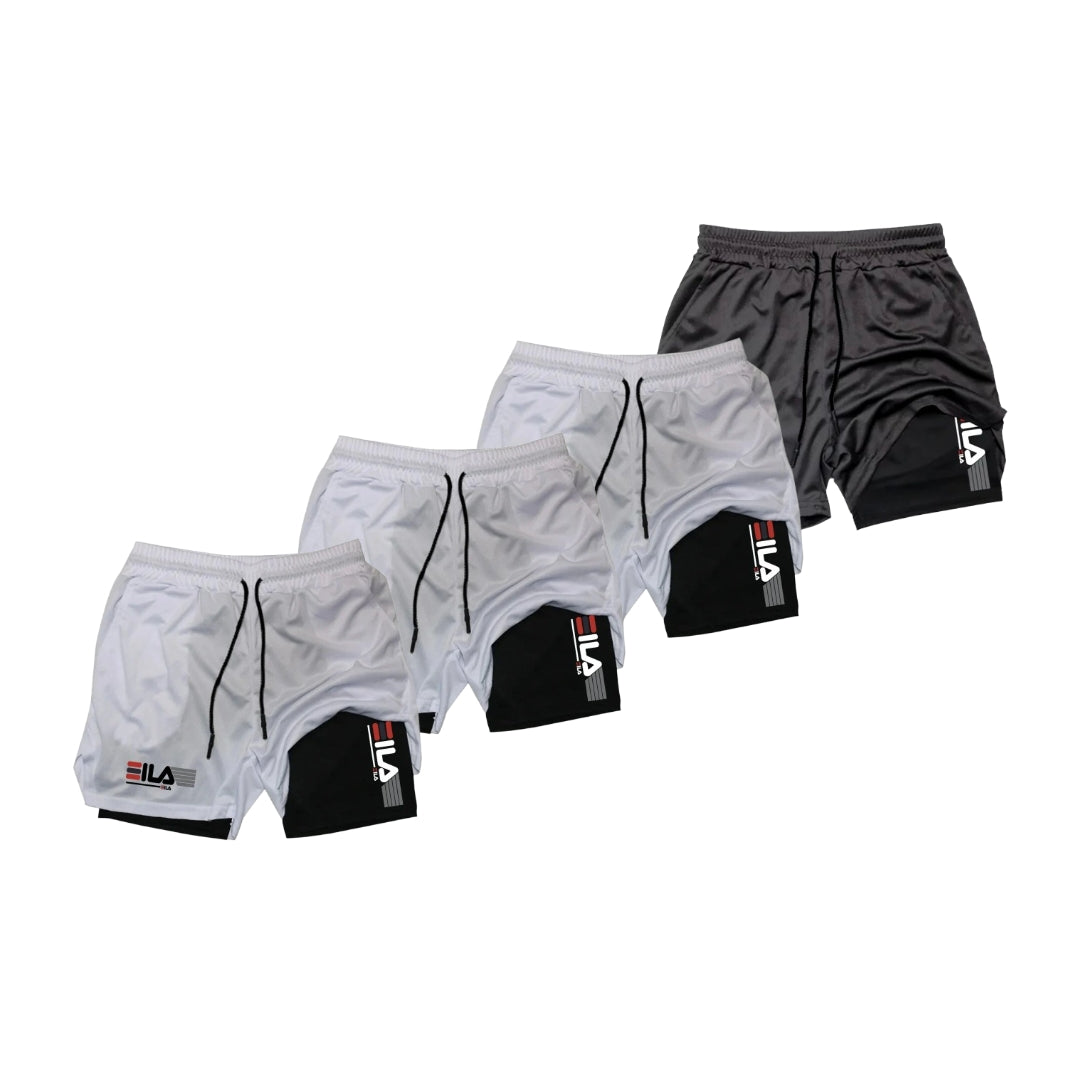KIT 4 SHORTS DE COMPRESSÃO 2 EM 1 PROFIT  [PAGUE 02 LEVE 04]