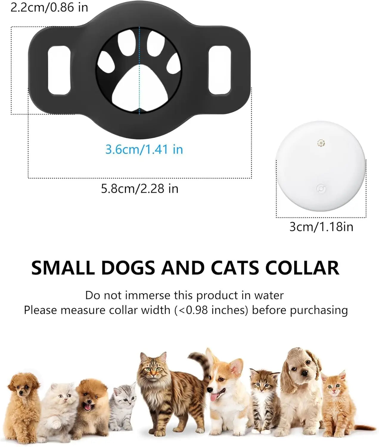 Bluetooth Tracker Compatible with Google Find My (Android Only), Tracker for Pets, Cat Location Tracker with Holder, Cat Collar