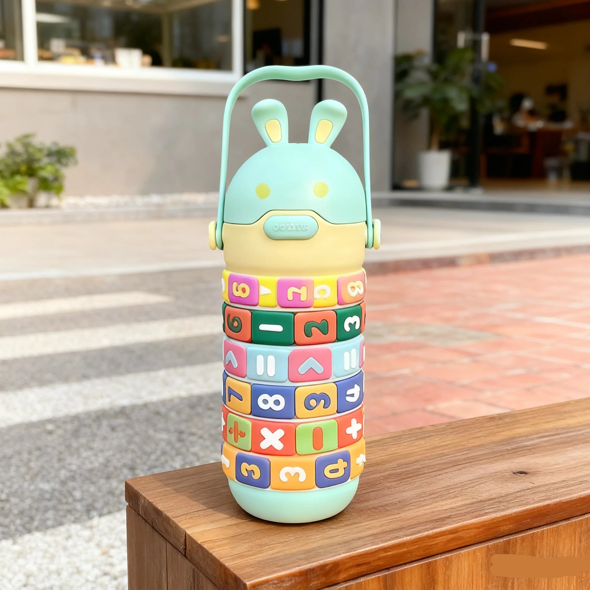 Cute Fun Student Rabbit Drinking Cup Kids Digital Plus Minus Toys Drinking Cup Plastic Water Bottle With Straw Strap
