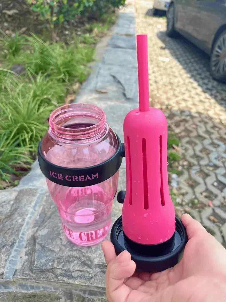 1 Pc Stylish Large-Capacity Sports Water Bottle with Straw, Portable & Heat-Resistant Plastic Cup for Women