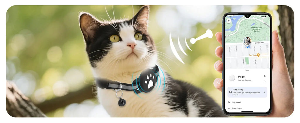 Bluetooth Tracker Compatible with Google Find My (Android Only), Tracker for Pets, Cat Location Tracker with Holder, Cat Collar