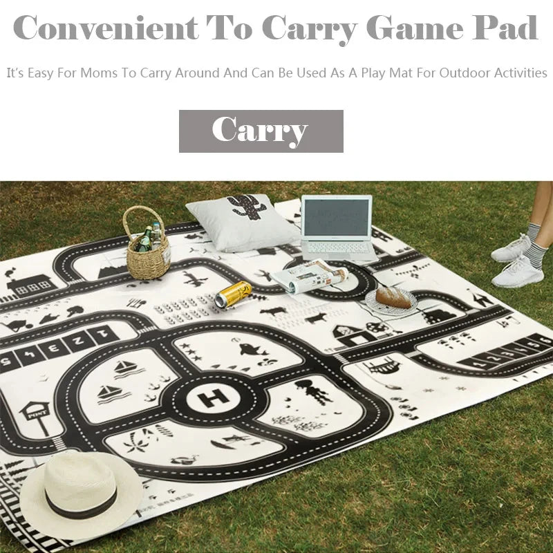130*100CM Road Map Carpet for Kids Parking Lot Roadmap 83*58CM City Traffic Map of Road Boy Girls Educational Toy Crawling Games