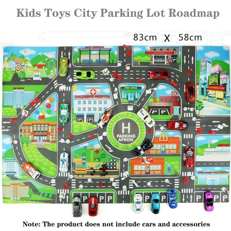 130*100CM Road Map Carpet for Kids Parking Lot Roadmap 83*58CM City Traffic Map of Road Boy Girls Educational Toy Crawling Games