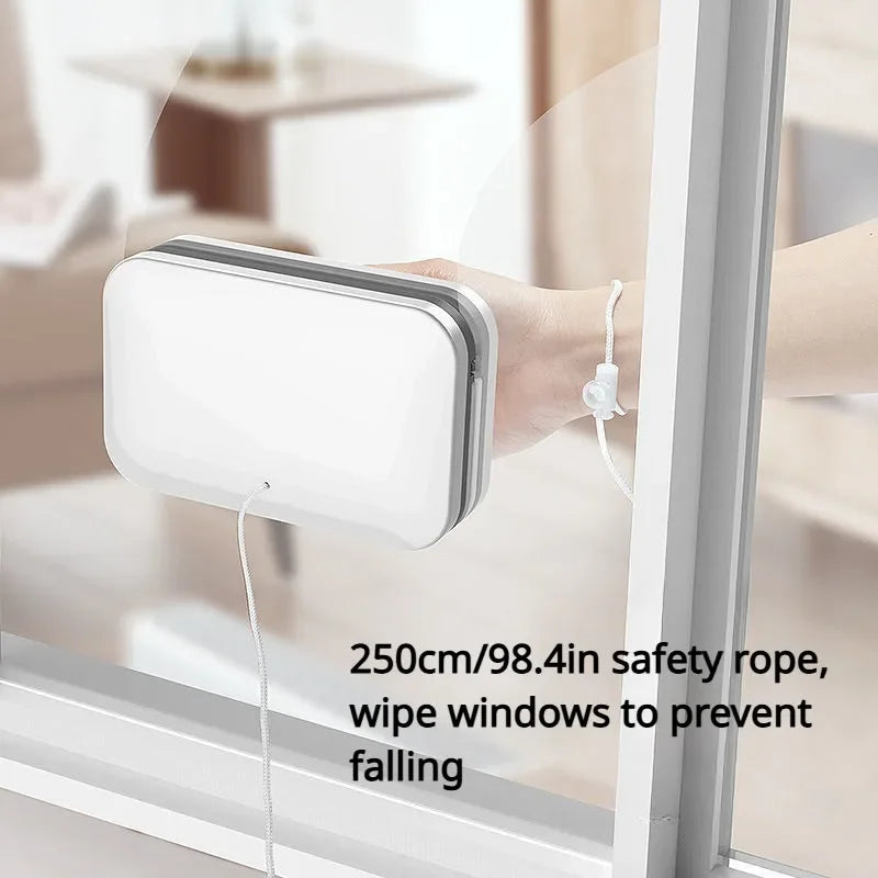 Double Sided Magnetic Window Cleaner - A High-rise Glass Cleaning Tool with A Safety Rope, Suitable for Windows 3-10mm Thick