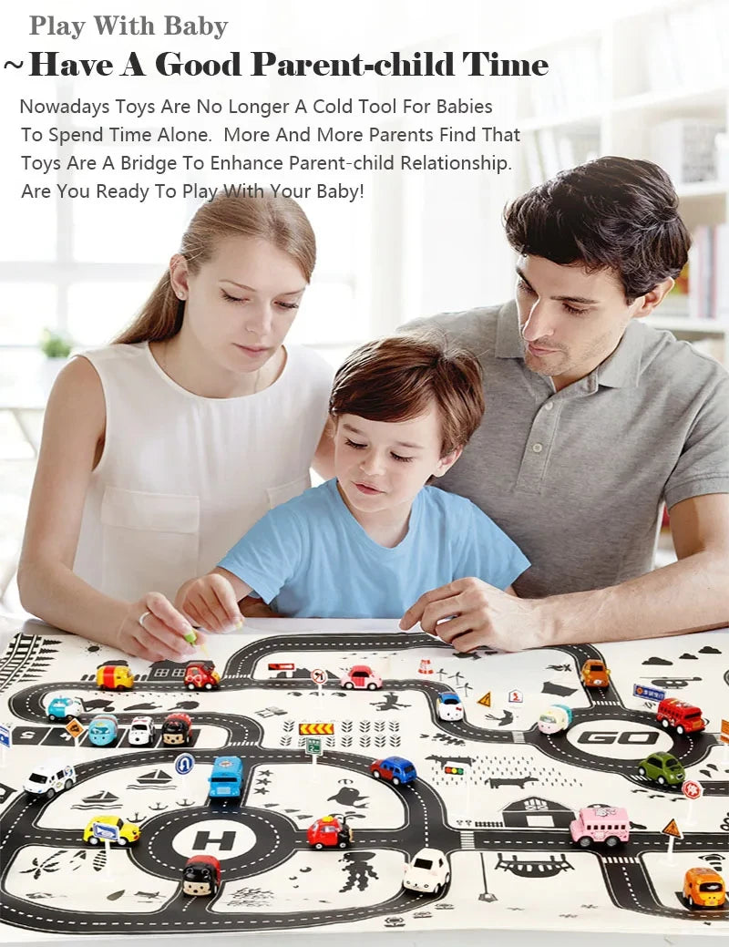 130*100CM Road Map Carpet for Kids Parking Lot Roadmap 83*58CM City Traffic Map of Road Boy Girls Educational Toy Crawling Games