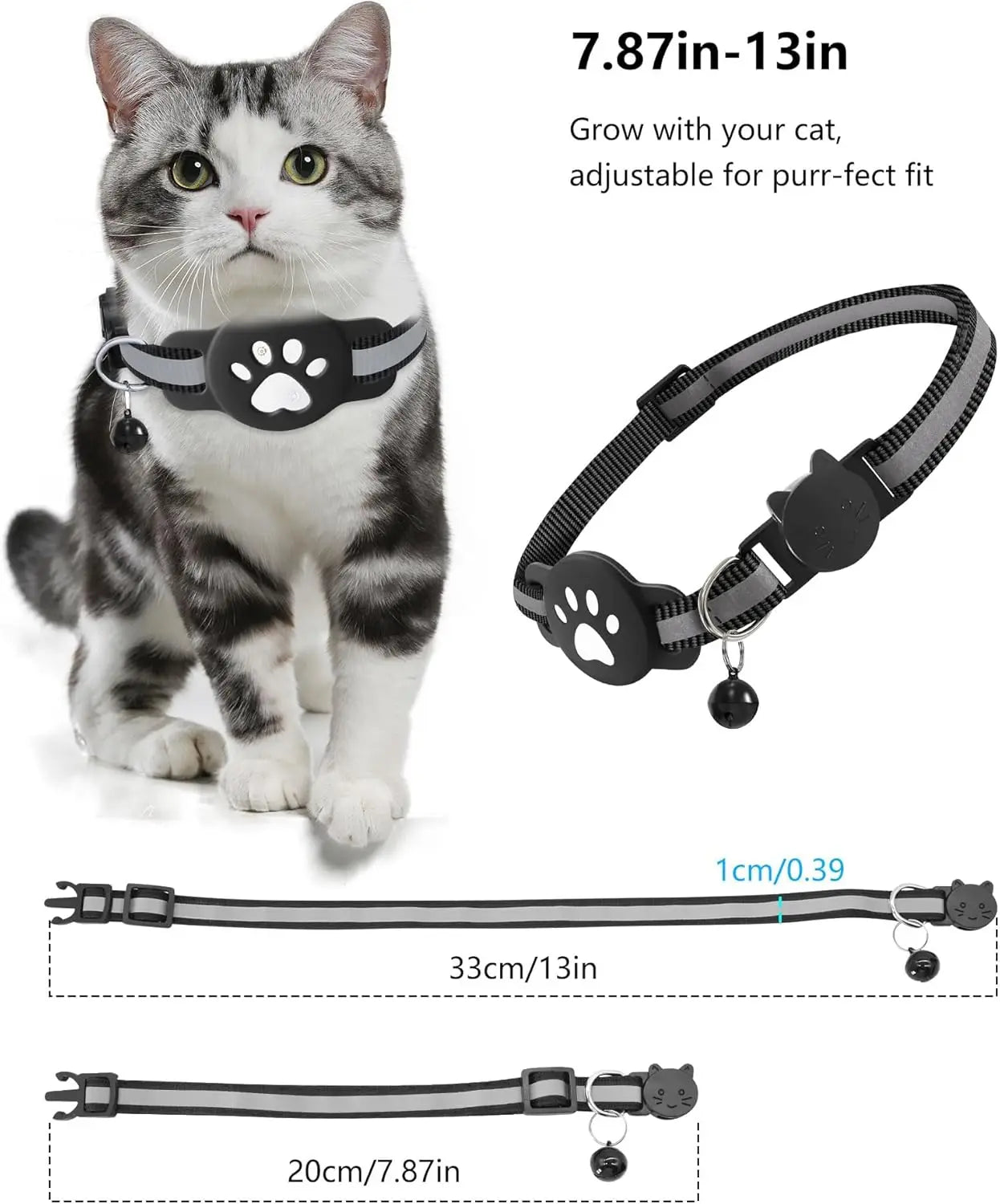 Bluetooth Tracker Compatible with Google Find My (Android Only), Tracker for Pets, Cat Location Tracker with Holder, Cat Collar