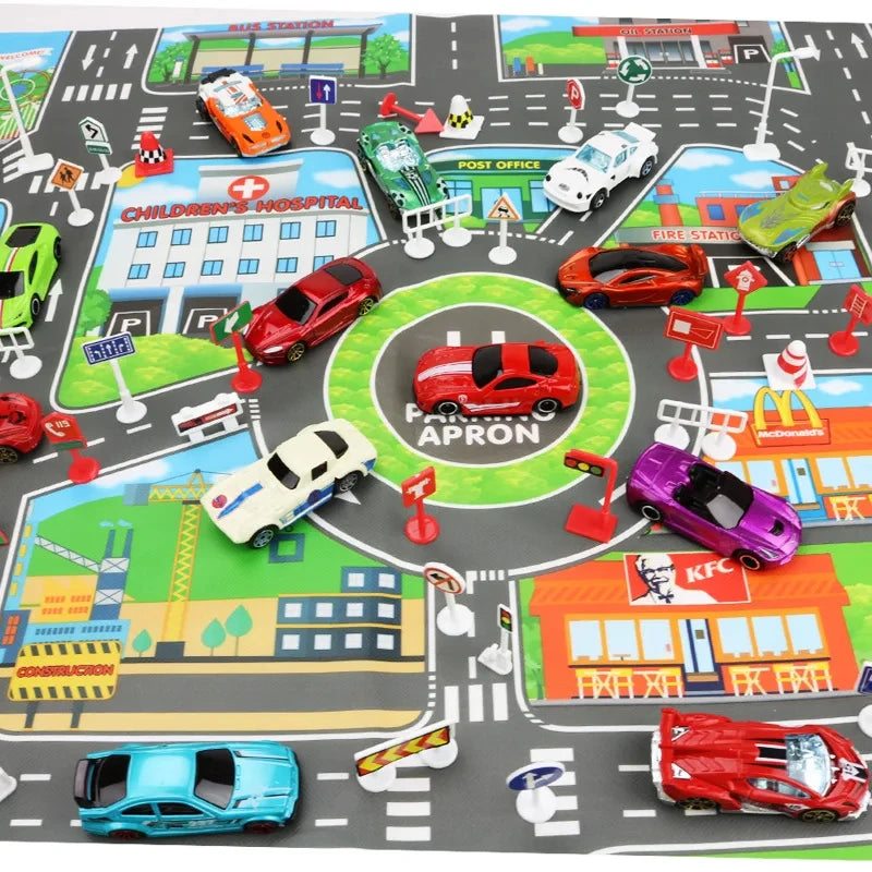 130*100CM Road Map Carpet for Kids Parking Lot Roadmap 83*58CM City Traffic Map of Road Boy Girls Educational Toy Crawling Games