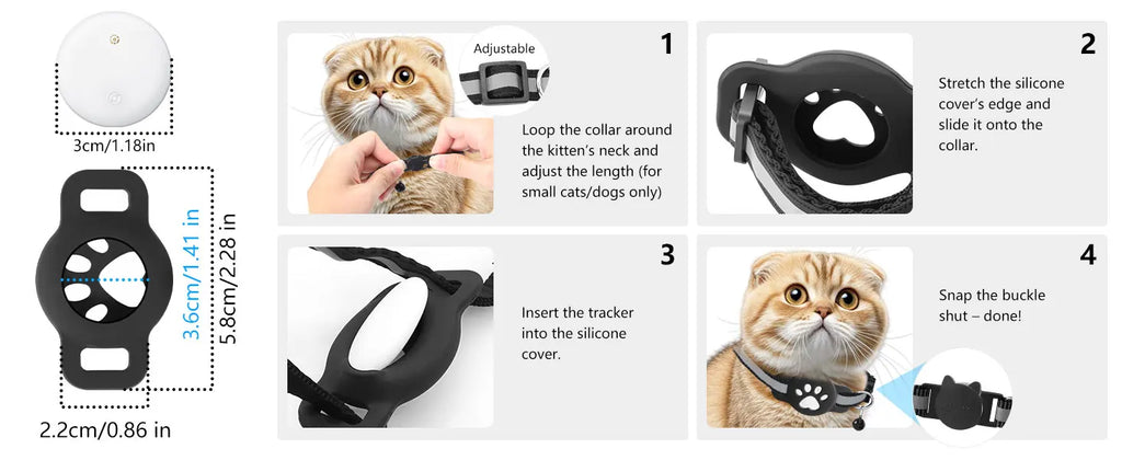 Bluetooth Tracker Compatible with Google Find My (Android Only), Tracker for Pets, Cat Location Tracker with Holder, Cat Collar